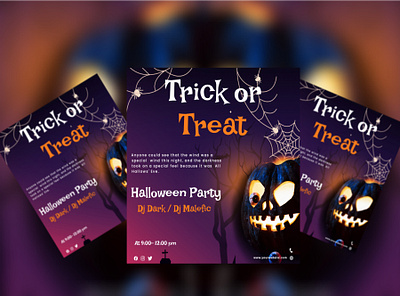 Halloween Party Flyer card flyer flyer design graphic design halloween party card halloween party flyer happy halloween party flyer