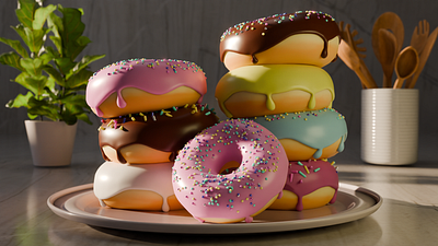 Fresh Donuts 🍩 | 3D illustration 3d blender blender guru donuts graphic design motion graphics