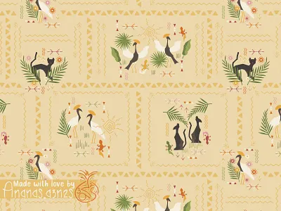 Safari☀️ 2d illustration adobe illustrator africa pattern animal pattern design flowers hand drawn pattern illustration illustrator leaves nature pattern ornament pattern pantera safari pattern seamless pattern send color summer vector warm colors yellow