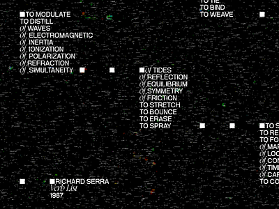 Verb List - Richard Serra crt monitor graphic design pixelated richard serra texture typography verb list