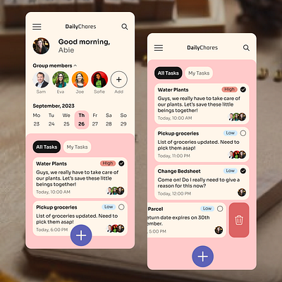 DailyChores- sharing and scheduling household chores appdesign design figma iosapp ui uiux ux