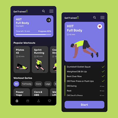 GetTrained- a fitness coach tailored to your needs. appdesign design figma graphic design iosapp ui uiux