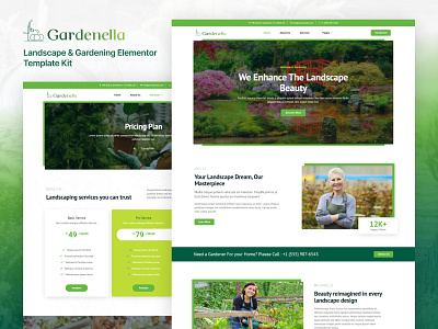 Gardenella - Landscape & Gardening Elementor Template Kit 3d animation branding graphic design logo motion graphics ui