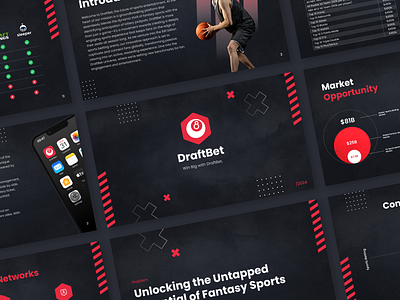 DraftBet brand guidelines brand guidelines branding graphic design logo design pitch deck presentation design red and black sport branding