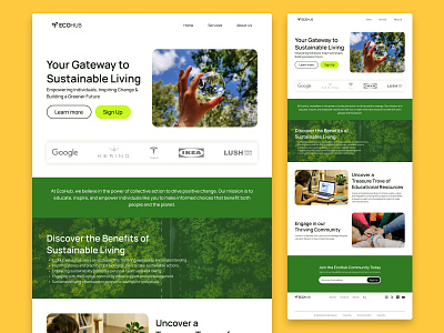ECOHUB - Landing Page Design branding eco ecohub landing page landing page design product design ui design uiux design user experience user interface ux design uxui design web web design website design