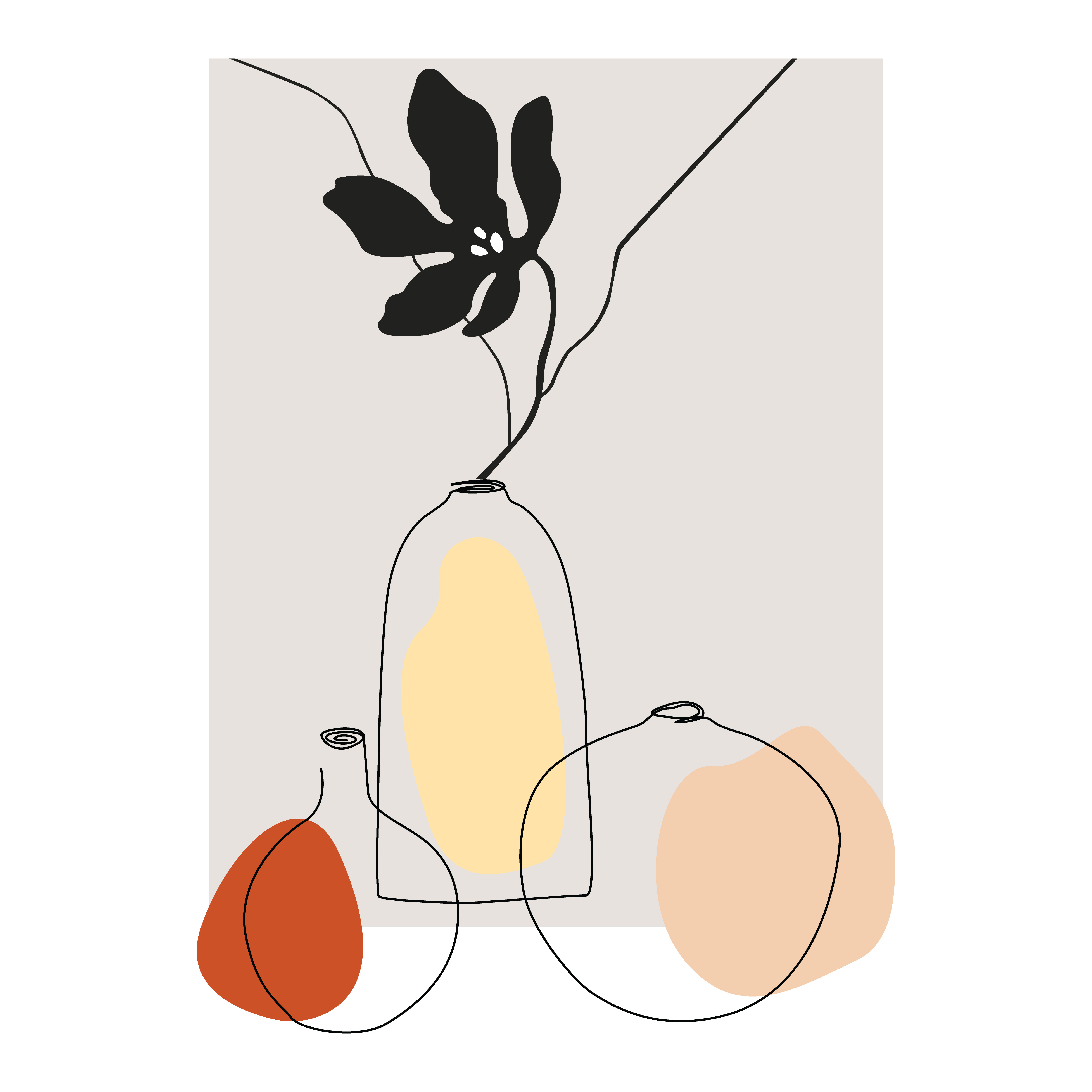 Abstract ceramic Vases with flowers. Pottery concept. abstract artwork boho ceramic concept art digital art flowers grunge illustration line matisse minimal modern plants poster pottery scandinavian vase vector vintage