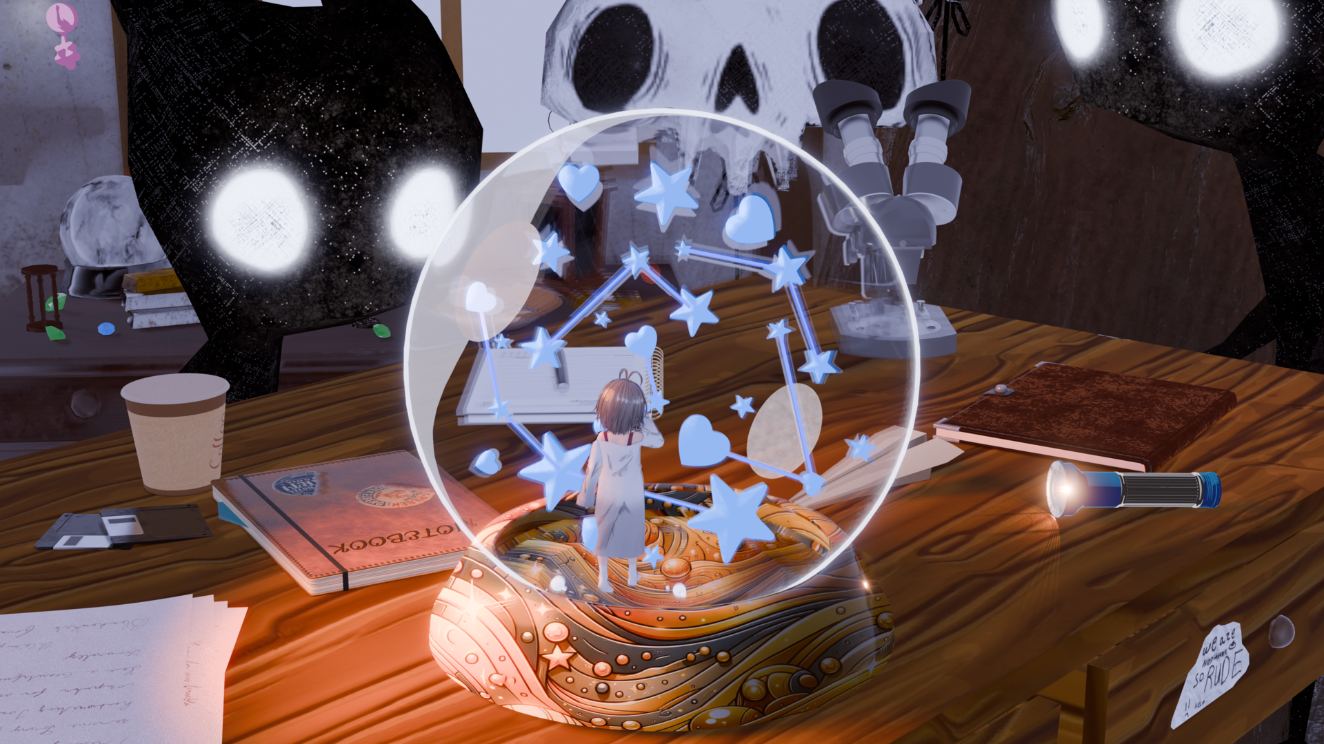 Dreams inside glass 3d cartoon concept stylized