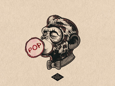 Mastic-ape 2d branding design graphic design happy illustration illustrator logo monkey procreate retro vintage