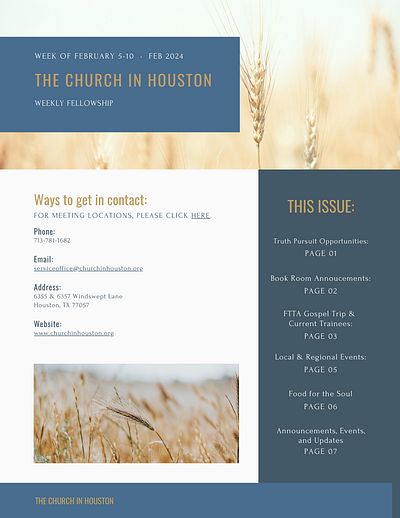 The Church in Houston Newsletter revamp branding church design graphic design newsletter