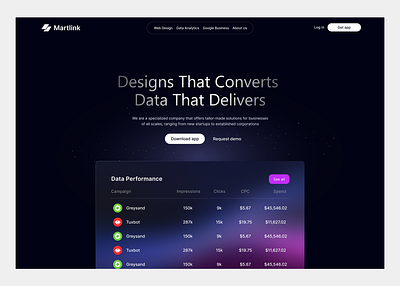 Martlink - Hero Section agency darkmode herodesign landingpage ui webdesign