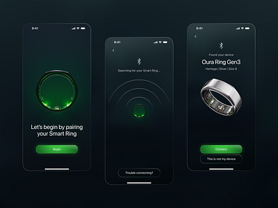 Oura Smart Ring App Concept bluetooth connect device interaction iot link mobile app ring search smart smart home ux