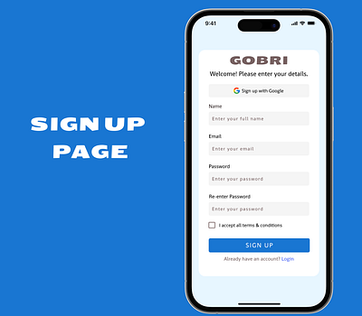 Sign up Page graphic design login page sign up page ui