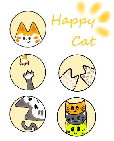 ~meow~ cat circle cute draw funny happy