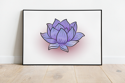 Lotus painting beautiful flower fresh lotus painting tender blue