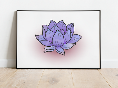 Lotus painting beautiful flower fresh lotus painting tender blue