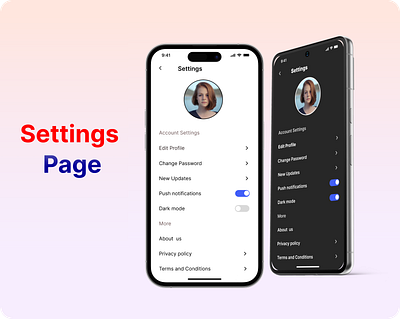 Settings Page dark mode graphic design light mode setting setting page ui ux