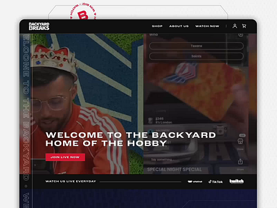 Backyard Breaks breaks community ecommerce hobby shopify sports trading cards web design