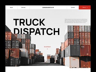 Dispatch Company Landing Page animation black and white branding cargo design dispatch graphic design illustration landing logo red transportation truck typography ui ux website