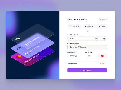 Payment page for e-commerce project credit card design gradient mastercard pay payment form payment method payment page ui ux visa webdesign