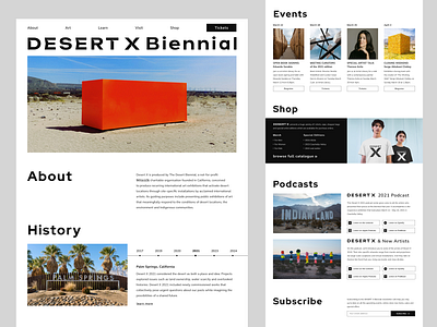 Desert X Biennial website concept art biennial branding desert desert x events exhibition installation landing page museum online store sculpture swiss design timeline ui visual art web design website website concept website design