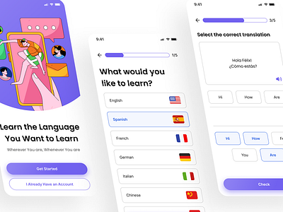 Language Learning App - UI Exploration app design language learning mobile product design project ui ux