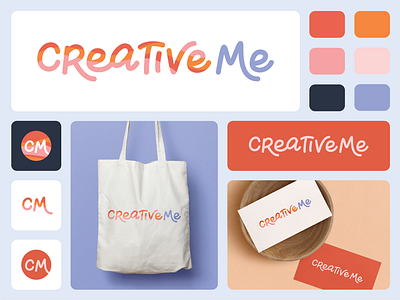 Brand Identity - CreativeMe artistic logo brand design brand identity branding branding suite business card color palette creative design flat graphic design hand lettered logo hand lettering logo logo design logomark logotype tote bag vector visual design