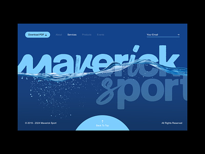 Maverick Sport Footer activities animation blue design footer maverick pool schools sport ui underwater ux water webflow website wet