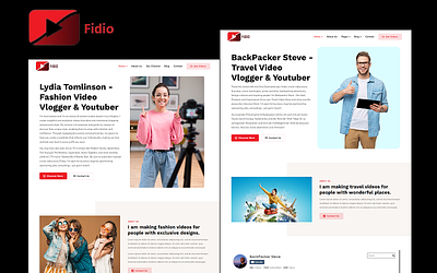 Fidio - Youtuber Portfolio WordPress Theme and Website Template app branding design graphic design illustration logo typography ui ux vector