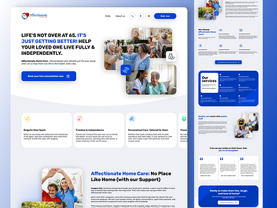 Engaging Landing Page Design for Senior Care Services activeaging aging calming clean companionship dailyliving eldercare figma homecare independentliving inviting landingpage personalizedcare seniorcare ui userfriendly ux warmth webdesign