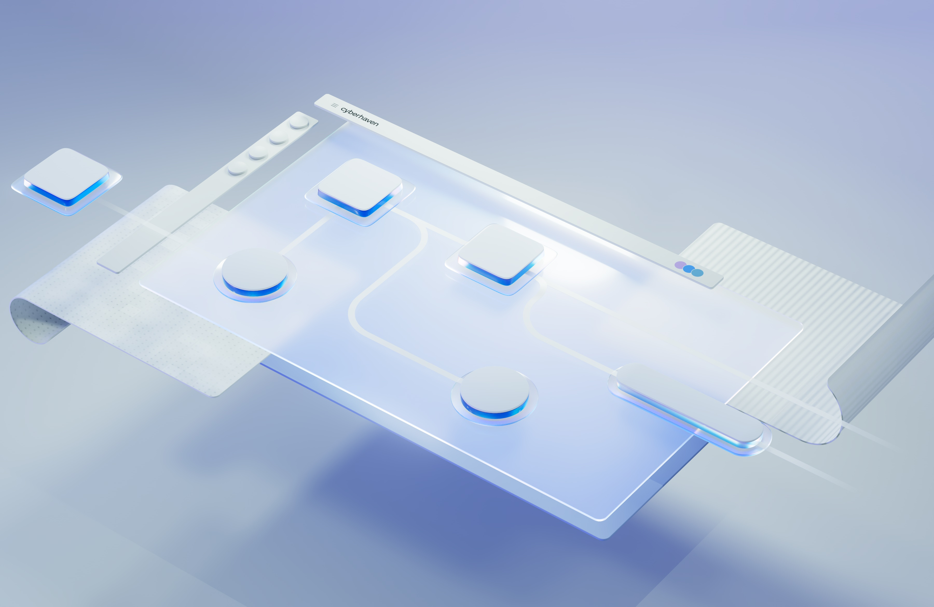 Cyberhaven. 3D hero illustration 3d blender branding c4d cinema 4d cycles design graphic design illustration motion octane redshift render screen ui