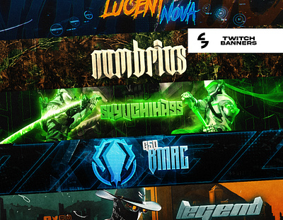 Twitch Banners by GstaikDesigns 3d banner banner banner and logo branding design fiverr free free textures freebie gaming gfx graphic design header illustration logo pack typography ui ux vector