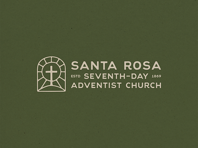 Santa Rosa Seventh-Day Adventist Church beach brand branding california christian church faith graphic design green identity logo mark santa rosa stained glass sun sunshine type typography vineyard vintage