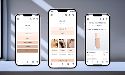 Mobile App Cosmetic Store adaptive design afterglow beauty product branding chose colour cosmetics store e commerce foundation minimal clean mobile mokup product page shop skin care ui user interface ux