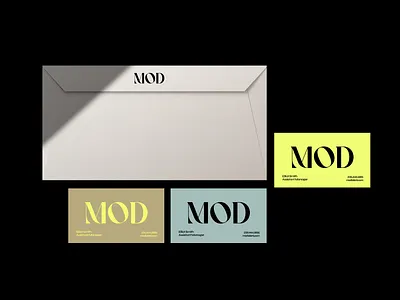 Mod Business Cards black branding business card design envelope gold graphic design icon logo mark neon teal typography vector yellow