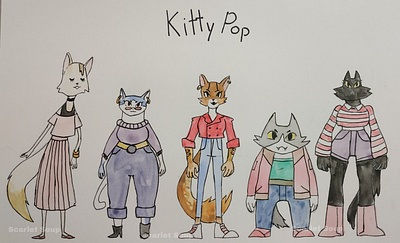 Kitty Pop! Band Design character character design design graphic design illustration