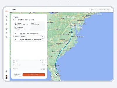 Transportation management system dashboard clean dashboard figma map modern orange system transport truck ui white white space