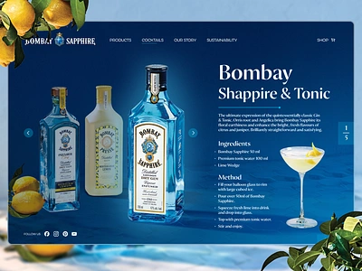 Ux/Ui Web Design Concept - Bombay Sapphire Cocktails design graphic design ui ux website