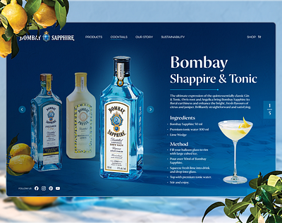 Ux/Ui Web Design Concept - Bombay Sapphire Cocktails design graphic design ui ux website