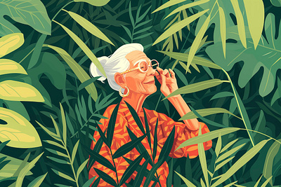 Old Tropical Woman art available for work book illustration cartoon character design flat illustration graphic design illustration illustrator jungle old woman procreate summer vibes tropical