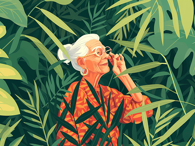 Old Tropical Woman art available for work book illustration cartoon character design flat illustration graphic design illustration illustrator jungle old woman procreate summer vibes tropical