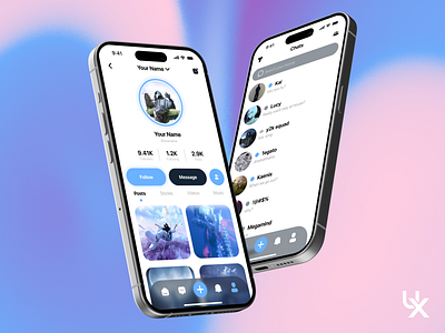 Social Media App UI app chat graphic design mobile app mobile ui music social media app stories ui ux uxui uxuidesign video web design