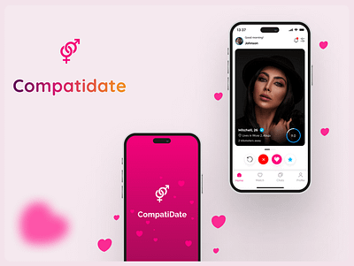 Compatidate Dating App ai app branding dating design explore friendship interaction logo love message mobiledesign relationship socialmedia softwaredesign softwaredevelopment typography ui ux webapp