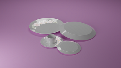 3D modeling of a set of plate and teacup. 3d 3d modeling 3d modeling of the product 3d prod 3d product blender product project