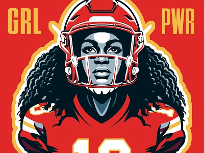 Girl Power Football football art football design girl power girls football heroic football woman sports art sports branding sports design sports logo sports portrait vector illustration vector portrait women empowerment women in football women sport womens football womens sports