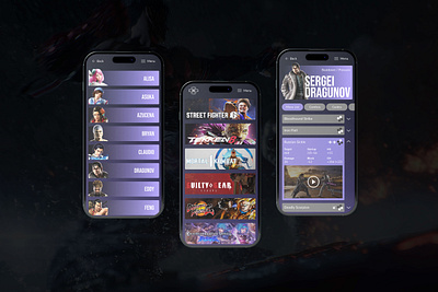 Frame Trapped - Fighting game frame data app android app dragonball fgc fighting games gradient granblue graphic design guilty gear ios mobile street fighter tekken ui ux