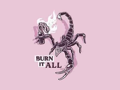 Scorpion burn fire flame illustration molotov cocktail scorpion sting typography