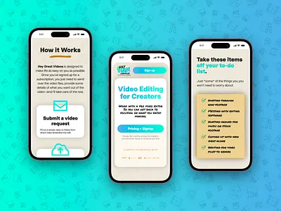 Video Editing Service Mobile Site UI design graphic design ui ux website wordpress