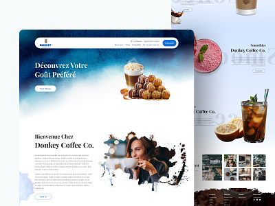 Coffee Cafe - Landing page d 2024 blue cafe coff coffee design drinks illustration new shop ui ux website website desing