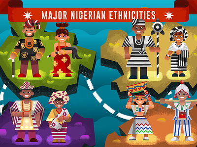 Infographic: Ethnicities of Nigeria clothing digital illustration hausa igbo illustration infographic nigeria people traditional tribes vector vector art vector illustration yoruba