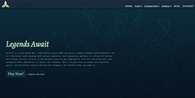 SorelleRPG Landing Page Design fantasy game game design game development landing page map rpg ui web design